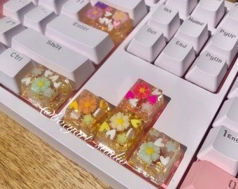 Flowers Keycaps, Handmade Resin Keycaps, Cherry Switch