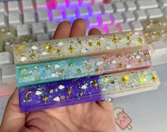 Moon and Star Keycaps, Spacebar, handmade resin keycaps, Cherry Switch