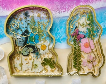 Lady Shape with Butterfly & Flowers Jewelry Holder, Flowers Rings Dish, Resin Flower Jewelry Storage