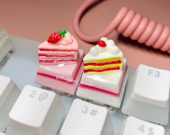 Cake Keycaps , Pink Keycaps, handmade resin keycaps, Gift for her