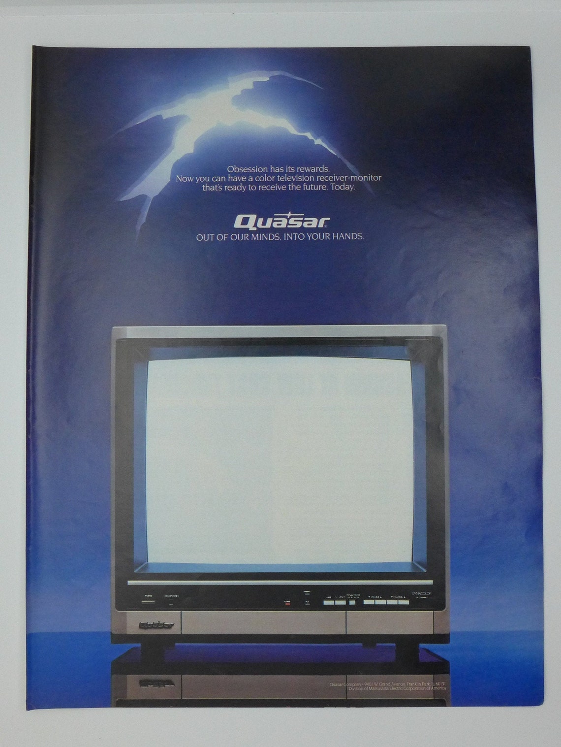 Quasar CRT Television TV Ad Vintage c1980s Authentic Original Etsy
