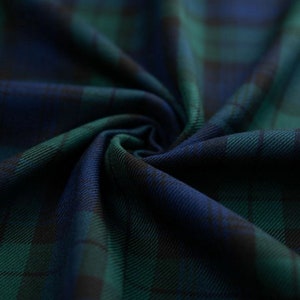 Tecido xadrez Blackwatch Tecido Poli Viscose Material (costura, decoração, cortinas) 59&quot; de largura Costura Artesanato Verde Azul