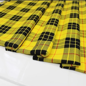 Check Tartan Fabric Polyviscose Clueless Yellow Fabric plaid– Crafting, Dressmaking, Decore, Table Cloth, Fashion, DIY & Apparel