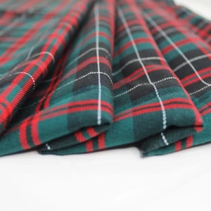 Hunting Green Check Tartan Fabric plaid polyviscose – Curtains, Kilts, Apperal & outdoor gear, Crafting, Dressmaking, Table cloth much more