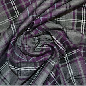 Mode lila Tartan-Stoff kariert Karo Poly Viskose Stoff Material (Kleider, Dekor, Vorhänge) 59 &quot;breit Schneiderei Handwerk