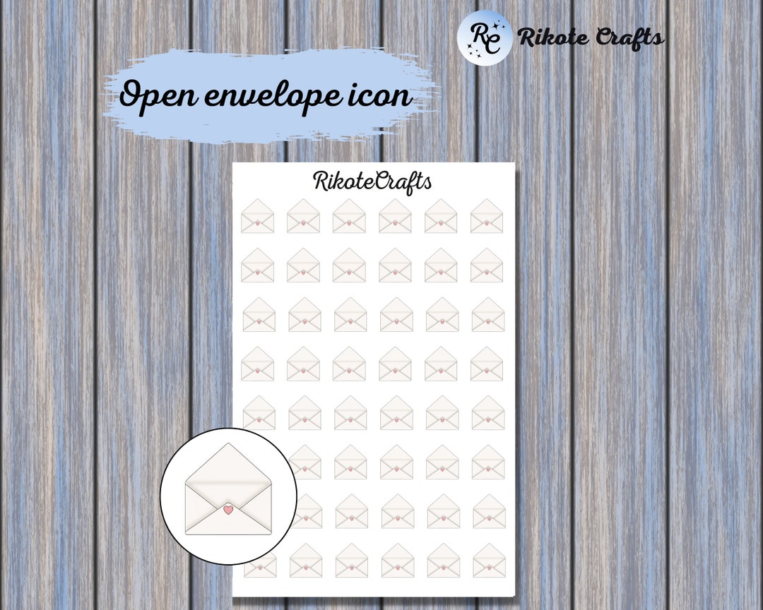 Open Envelope Icon Sticker Sheet for Planner or Bullet Journal ...
