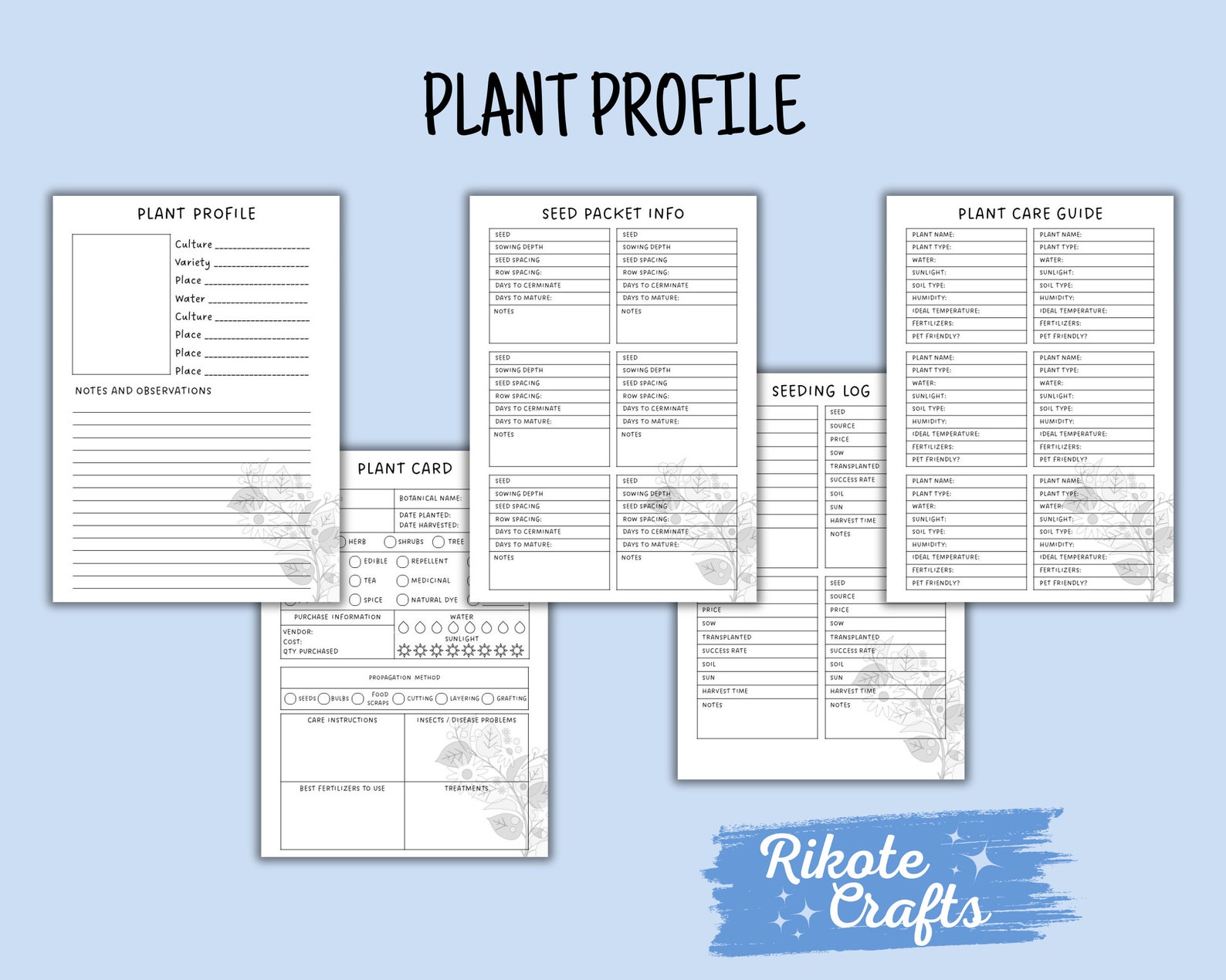 Plant Card Printable Insert Plant Care Inserts for Ring Bound Planner