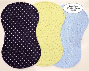 Burp Cloths - It's a Boy Theme - Set of 3 Burp Cloths