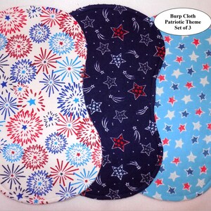Burp Cloths - Patriotic Theme - Set of 3 Burp Cloths