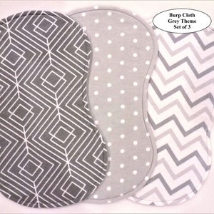 Burp Cloths - Grey Theme - Set of 3 Burp Cloths