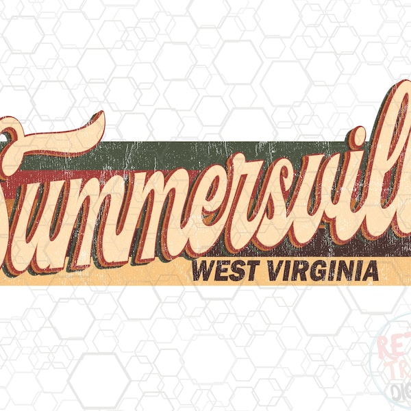 Vintage West Virginia Summersville  Sublimation Design, Retro, Vintage, Distressed, Grunge,Retro Stripe Circle,Digital Download,PNG,Clip Art