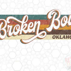Vintage Oklahoma Broken Bow Sublimation Design, Retro,Vintage,Distressed,Grunge,Retro Stripe Circle,Digital Download,PNG,Clip Art