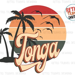 Vintage Tonga Summer Sublimation, Retro, Vintage, Distressed, Grunge, Retro Stripe Circle, Digital Download, PNG, Clip Art