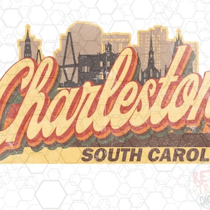 Vintage South Carolina Charleston Sublimation Design, Retro,Vintage,Distressed,Grunge,Retro Stripe Circle,Digital Download,PNG,Clip Art