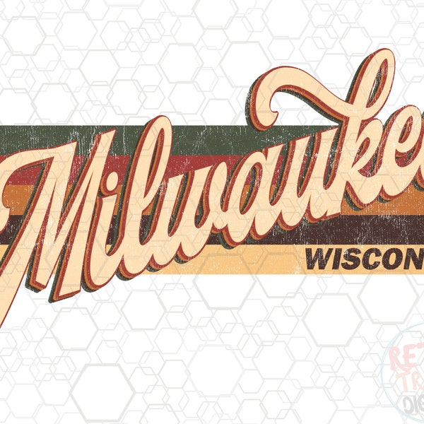 Vintage Wisconsin Milwaukee Sublimation Design, Retro, Vintage, Distressed, Grunge,Retro Stripe Circle,Digital Download,PNG,Clip Art