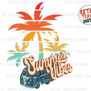 Vintage Summer vibes Sublimation Design, Retro, Vintage, Distressed, Grunge, Retro Stripe Circle, Digital Download, PNG, Clip Art
