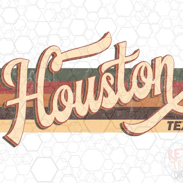 Vintage Texas Houston Sublimation Design, Retro, Vintage, Distressed, Grunge,Retro Stripe Circle,Digital Download,PNG,Clip Art