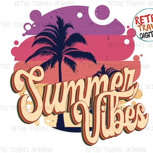 Vintage Summer vibes Sublimation Design, Retro, Vintage, Distressed, Grunge, Retro Stripe Circle, Digital Download, PNG, Clip Art