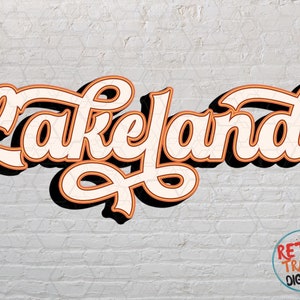 Vintage Florida Lakeland Sublimation Design, Retro, Vintage, Distressed, Grunge, Retro Stripe Circle, Digital Download, PNG, Clip Art