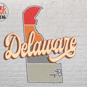 Vintage Delaware Glasgow Sublimation Design, Retro, Vintage, Distressed, Grunge, Retro Stripe Circle, Digital Download, PNG, Clip Art