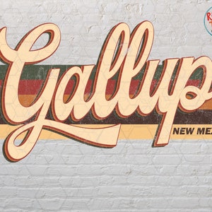 Vintage Gallup New Mexico Sublimation Design, Retro, Vintage, Distressed, Grunge,Retro Stripe Circle,Digital Download,PNG,Clip Art