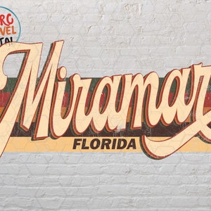 Vintage Florida Miramara Sublimation Design, Retro, Vintage, Distressed, Grunge, Retro Stripe Circle, Digital Download, PNG, Clip Art