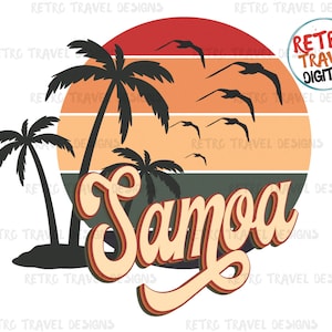 Vintage Samoa Summer Sublimation, Retro, Vintage, Distressed, Grunge, Retro Stripe Circle, Digital Download, PNG, Clip Art