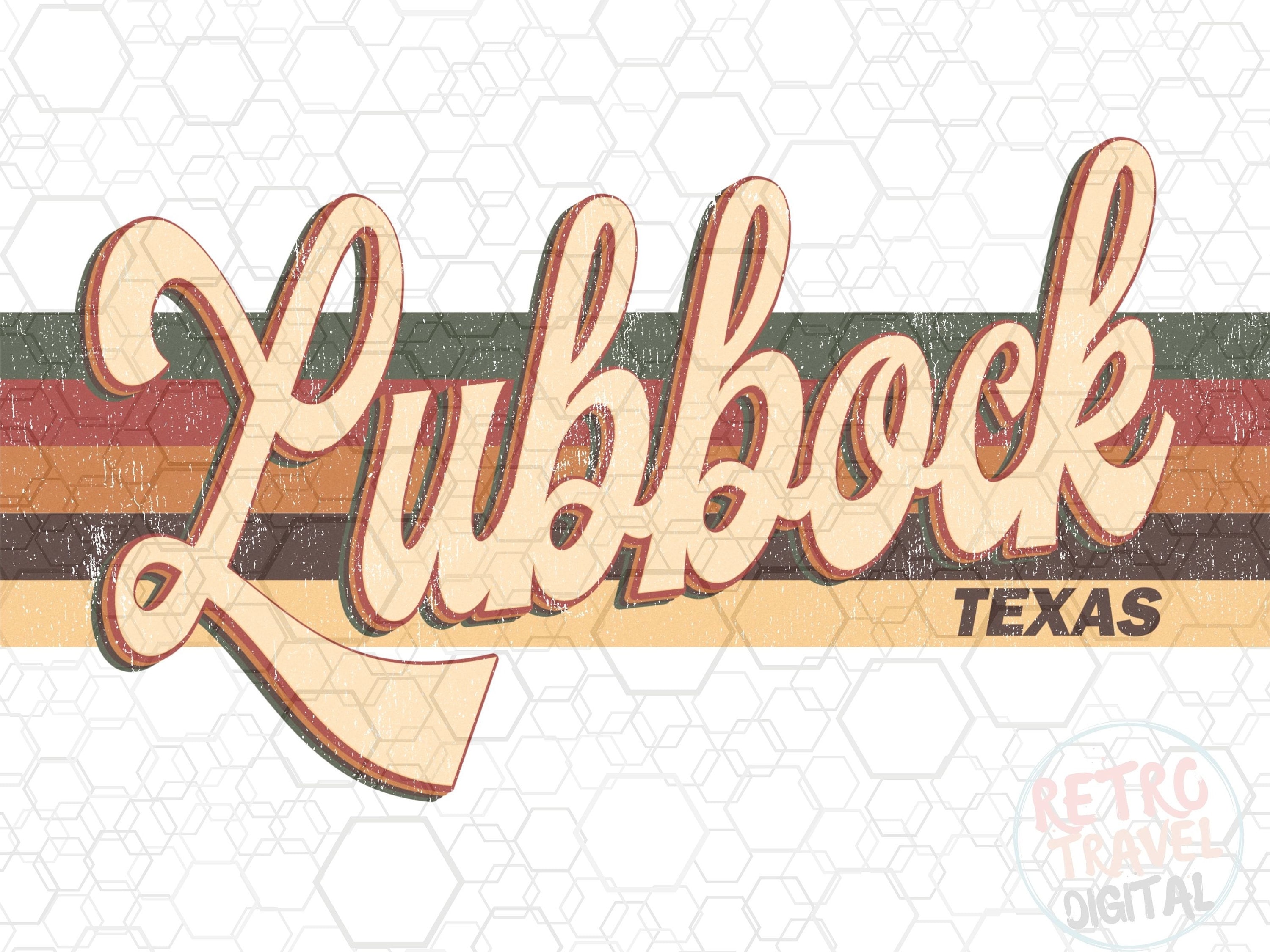 Vintage Texas Lubbock Sublimation Design, Retro, Vintage, Distressed