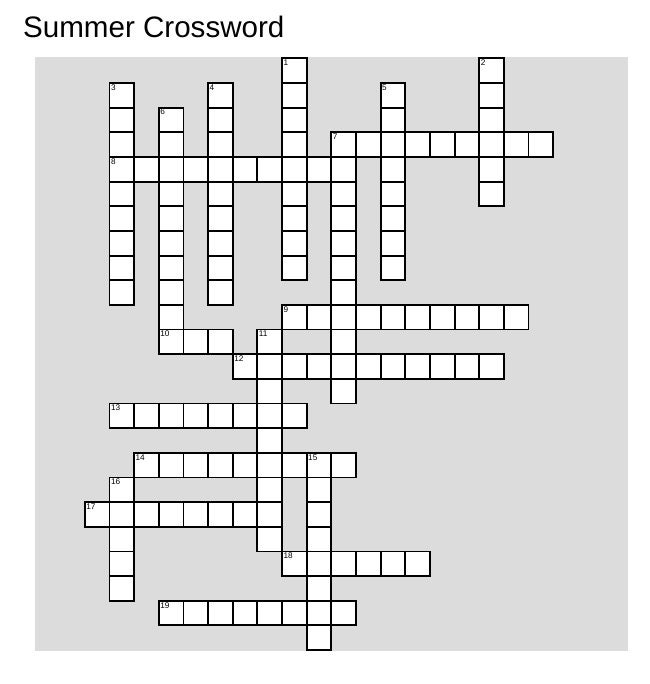 Summer Crossword Puzzle Etsy