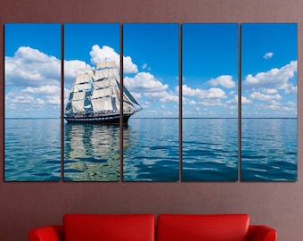 Ship on the sea Ocean canvas art Yacht canvas print