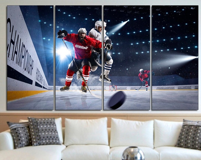 Hockey canvas print Sports art Hockey wall decor