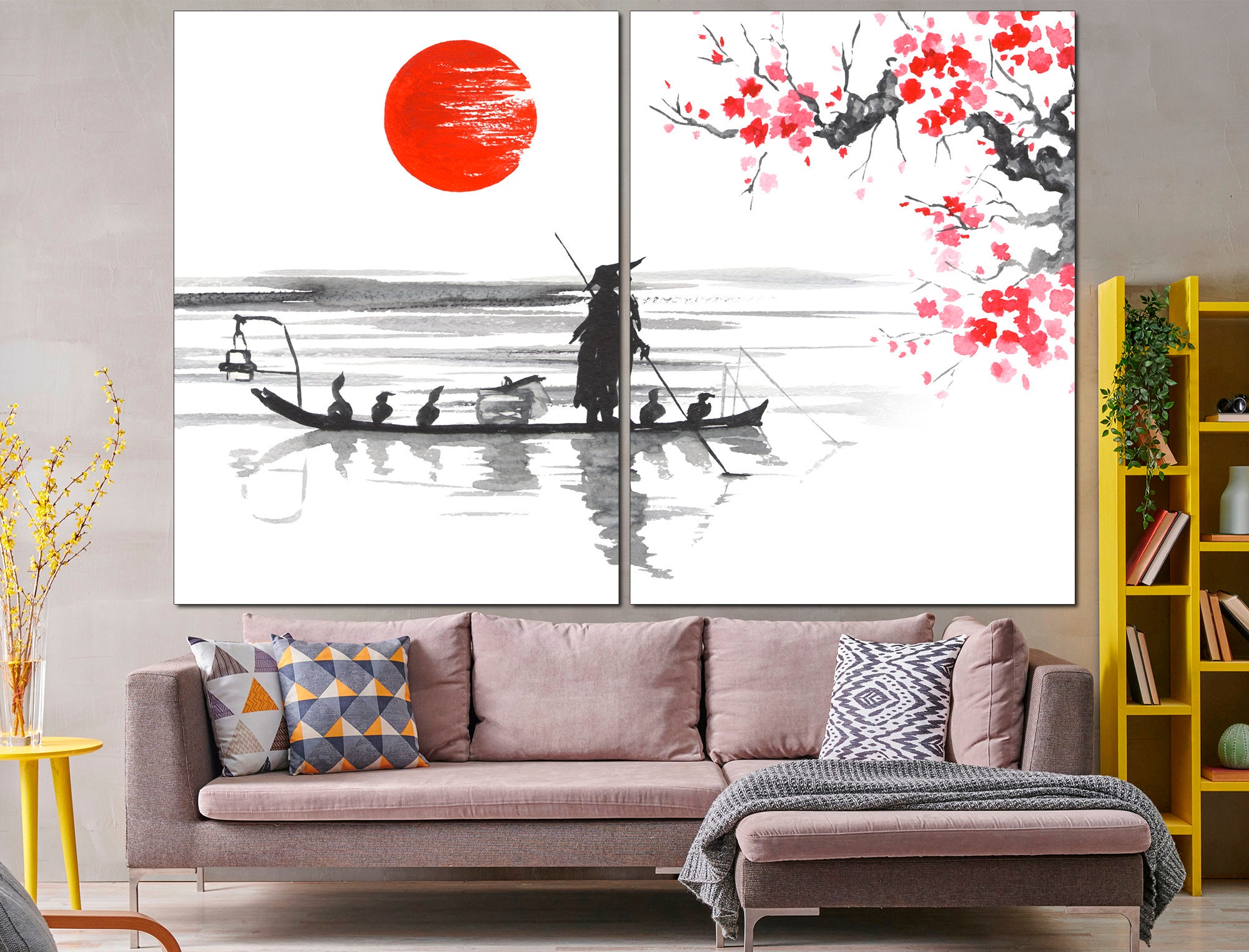 Japanese Canvas Art Wall Decor Print Japanese Abstract Etsy UK