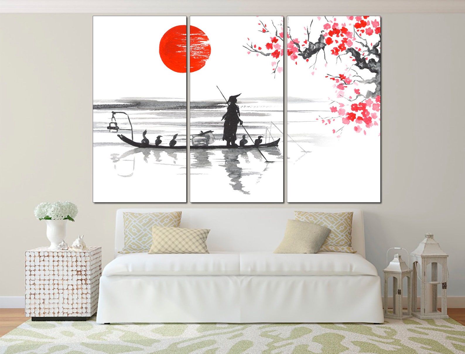 Japanese Canvas Art Wall Decor Print Japanese Abstract Ethnic Etsy UK