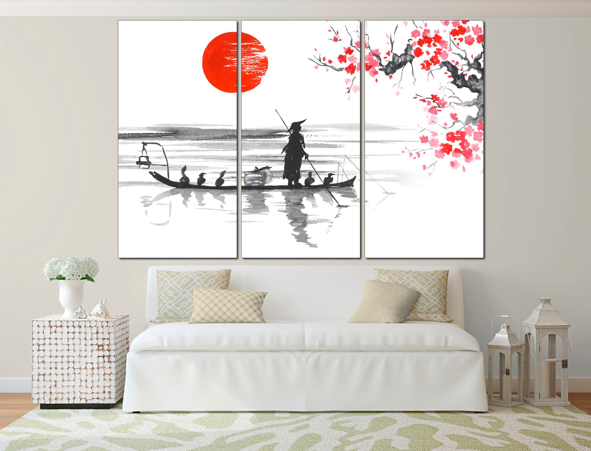 Japanese Canvas Art Wall Decor Print Japanese Abstract Ethnic Etsy UK