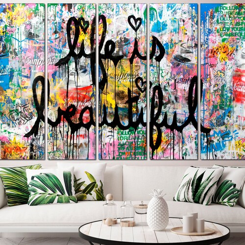 Pop Wall Canvas Art by Brainwash Modern Graffiti Print on Etsy