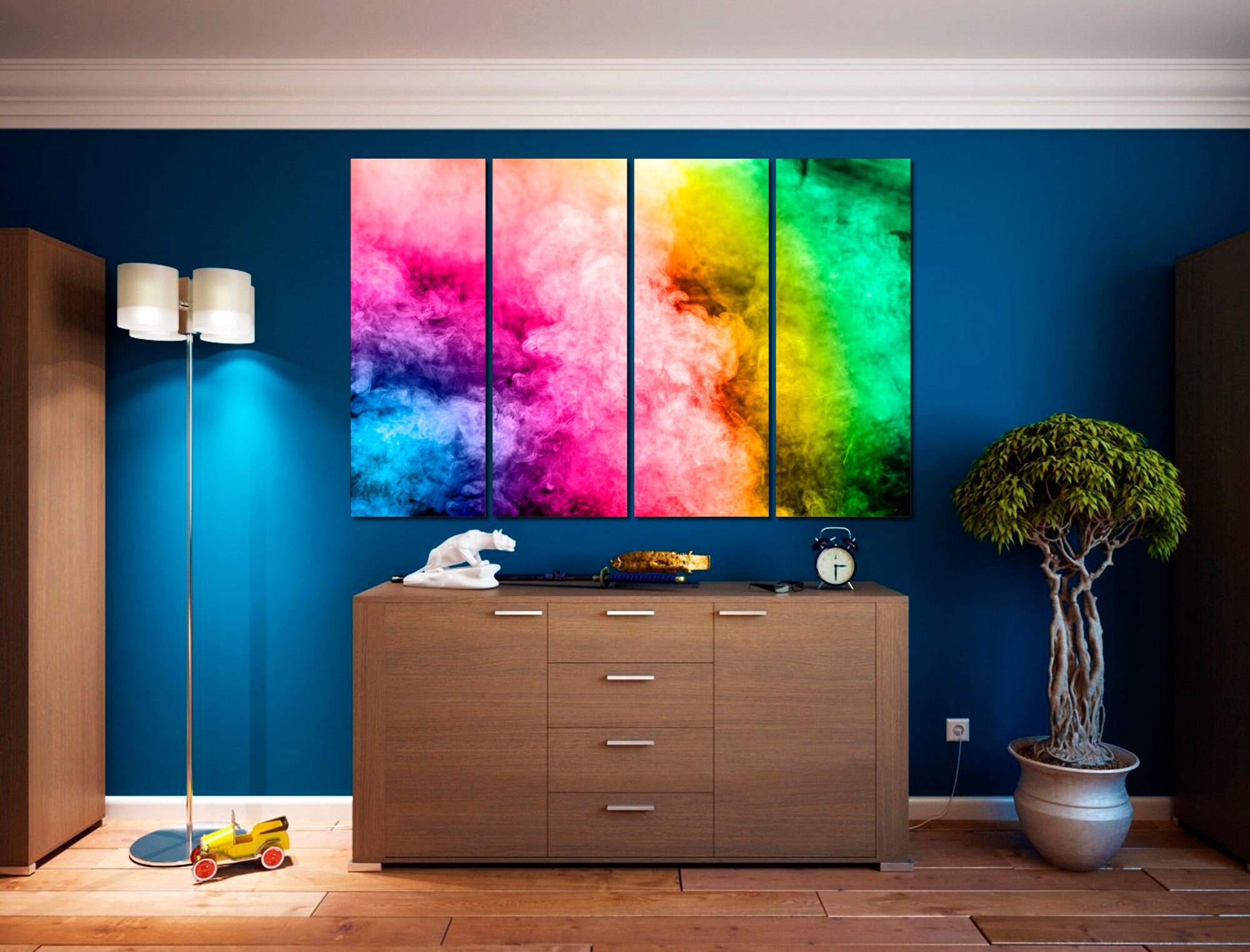 Rainbow Cloud Art Wall Decor Print Abstract Wall Art Modern Etsy UK