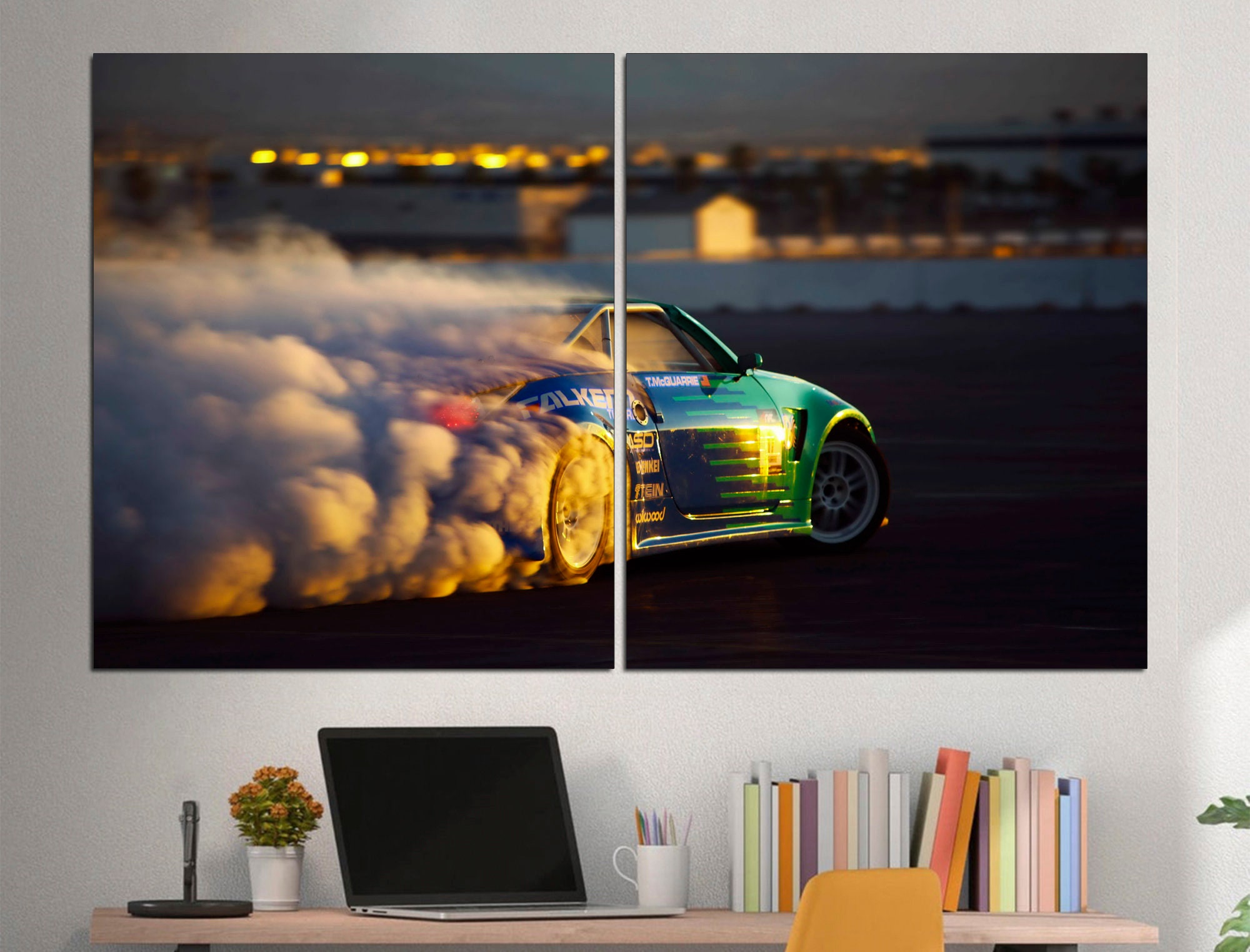 Wall Art Print Sport Car Auto with Smoke, Gifts & Merchandise