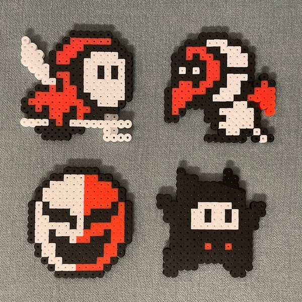 Beezo, Tweeter, Phanto, and Ninji Super Mario Bros. 2 Flying Enemies NES Nintendo Magnet Perler Bead Art