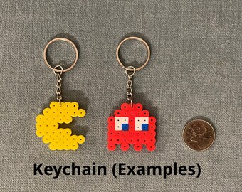 PAC-MAN Set of Blinky, Inky, Clyde, Pinky and Vulnerable Ghost Retro  Arcade Keychain Perler Bead Art Lot