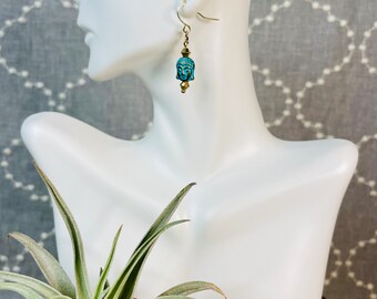 Geoxideerde bronzen Boeddha oorbellen