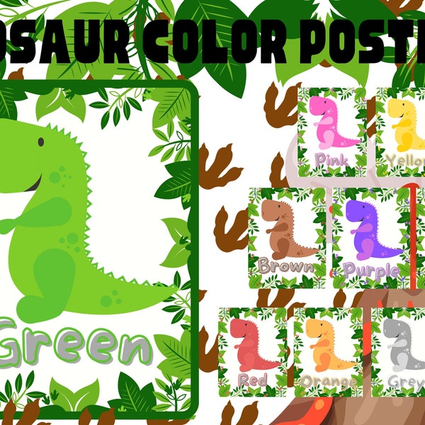 Dinosaur Color Posters! Prehistoric Preschool Adventure | Perfect for Daycares and Home Daycares Alike! PDF files prints in seconds! Dino