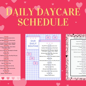 Daily Daycare Schedules | PDF Printable as well as PDF fill and print | 3 Designs for your Daycare, Home Daycare or childcare center