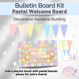 Rainbow Pastel Classroom Bulletin Board Kit | Back to School Classroom ...