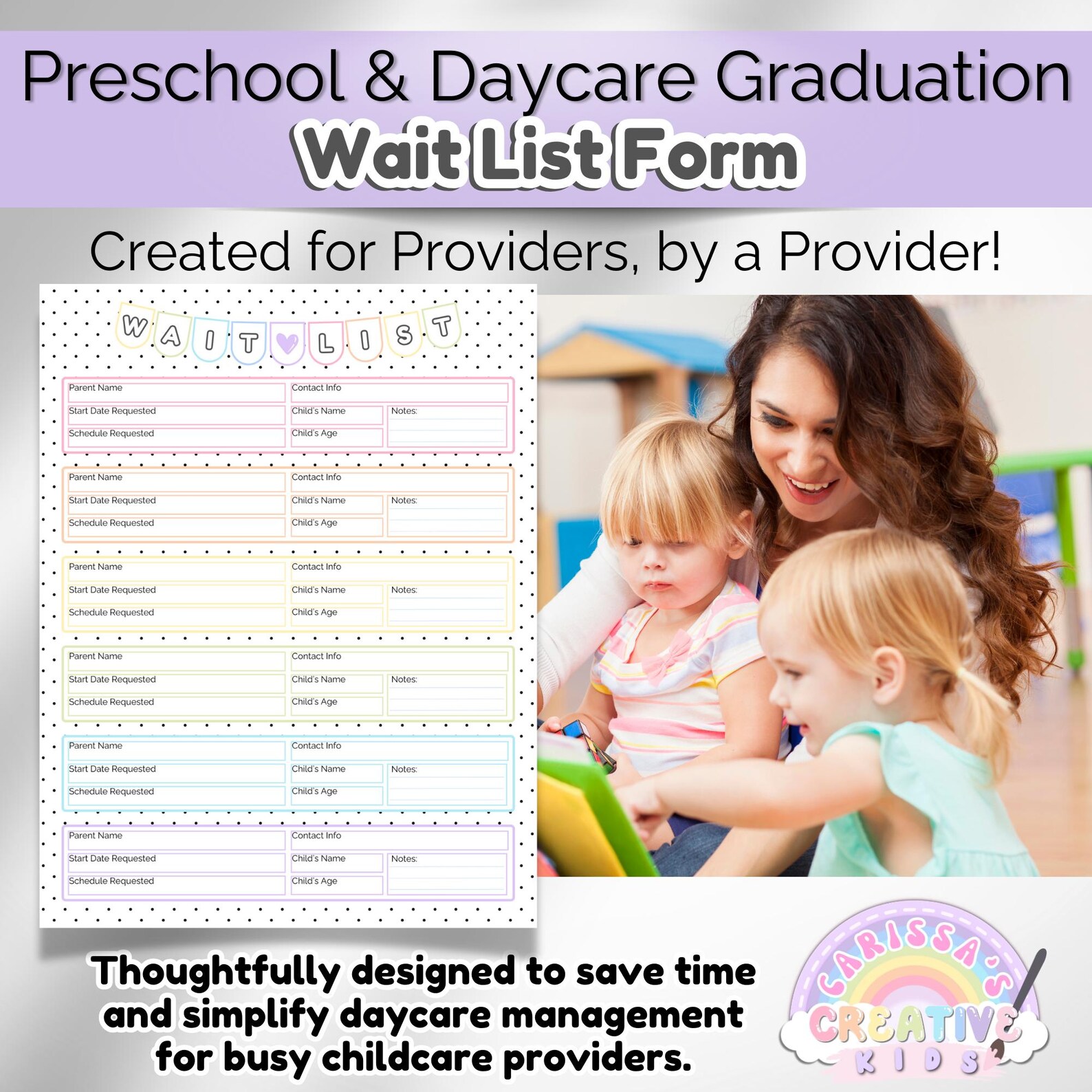 Waitlist Tracker Example Daycare Waitlist Forms Template | Preschool Classroom Management ...