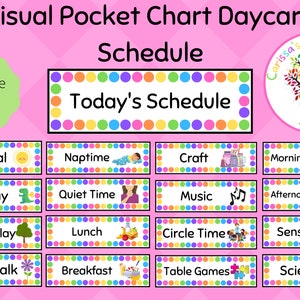 Visual Pocket Chart Daily Daycare Schedule| Home Daycare, Preschool, Childcare or Dayhome |