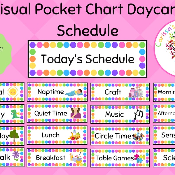 Visual Pocket Chart Daily Daycare Schedule| Home Daycare, Preschool, Childcare or Dayhome |