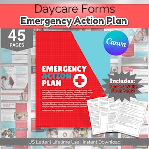 Daycare Emergency Plan | Editable Emergency Action Plan and Evacuation Plan | Home Daycare Forms & Childcare Disaster Plan Printables