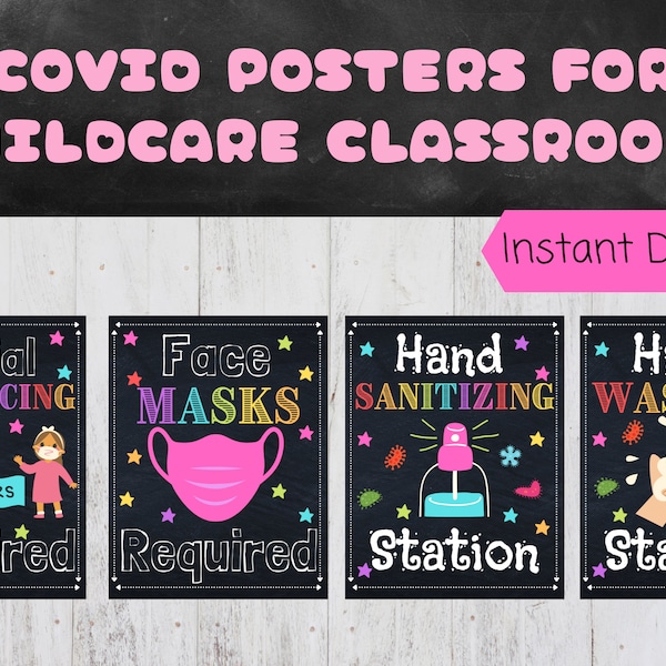 Classroom Posters for Covid | Daycare, Preschool, School Nurse, Childcare Business Hand washing, Sanitizing Station, Masks Required