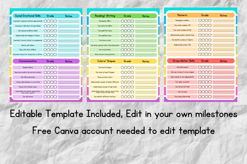 Preschool Progress Report Kindergarten Readiness Checklist Etsy