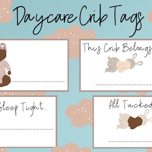 Daycare Crib Name Tags | Name tags for Nursery | Preschool | Childcare Center |Sweet Boho Daycare Organization | Printable 2 per Sheet